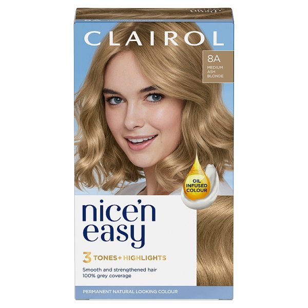 Clairol Nice'n Easy Hair Dye 8A Medium Ash Blonde