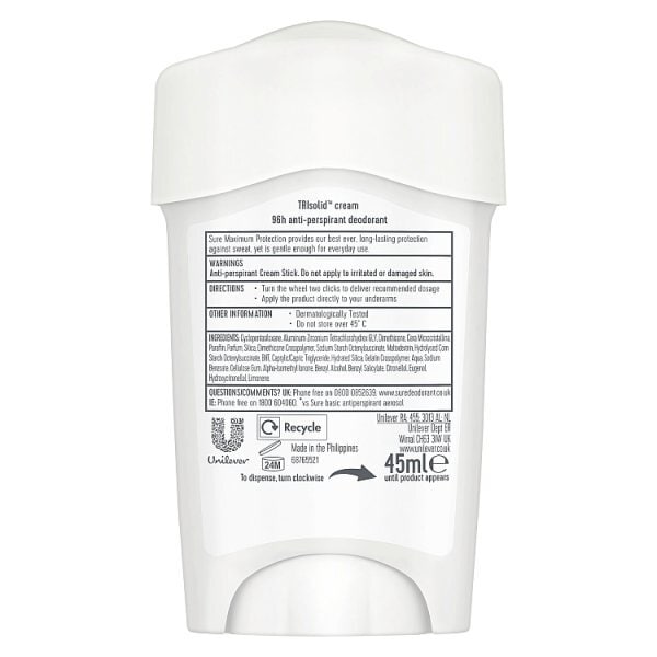 Sure Maximum Protection Confidence Anti-Perspirant Cream 45 ml