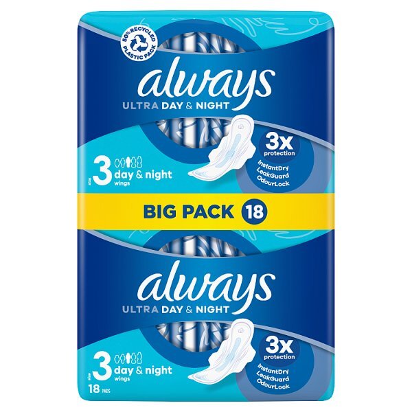 Always Ultra Pads Day & Night Multipack Size 3 Pack 18CT