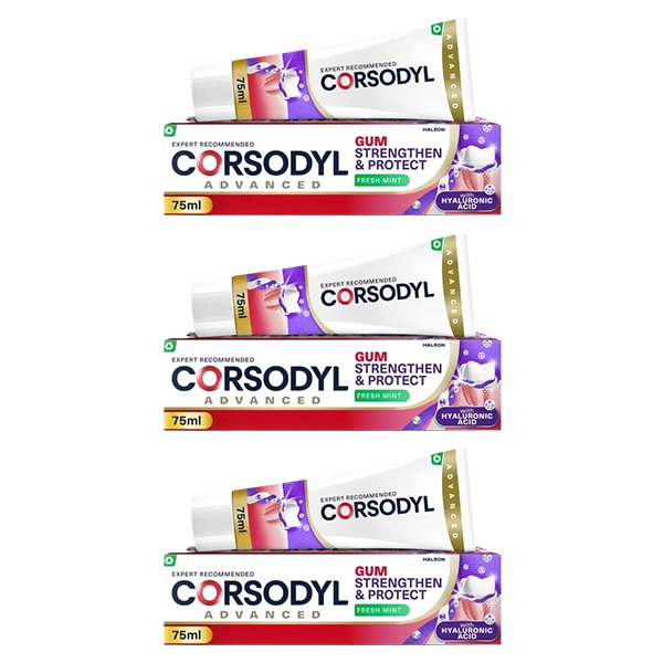 Corsodyl Gum Strengthen & Protect Mint Toothpaste 3x75ml Bundle