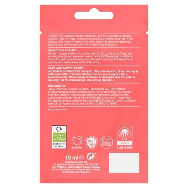 Superdrug Tropical Cocktail Peel Off Mask 10ml