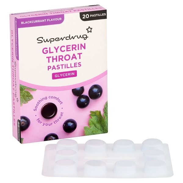Superdrug Blackcurrant & Glycerine Pastilles 20s