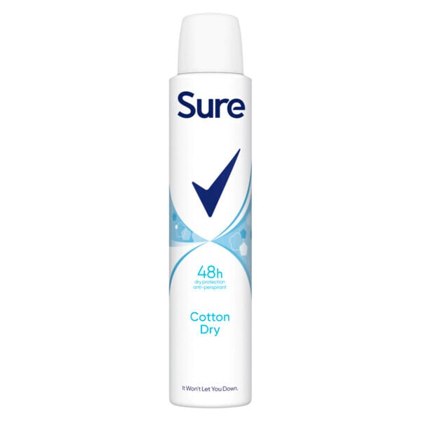 Sure Antiperspirant Deo Aerosol Essential Cotton Dry 200ml