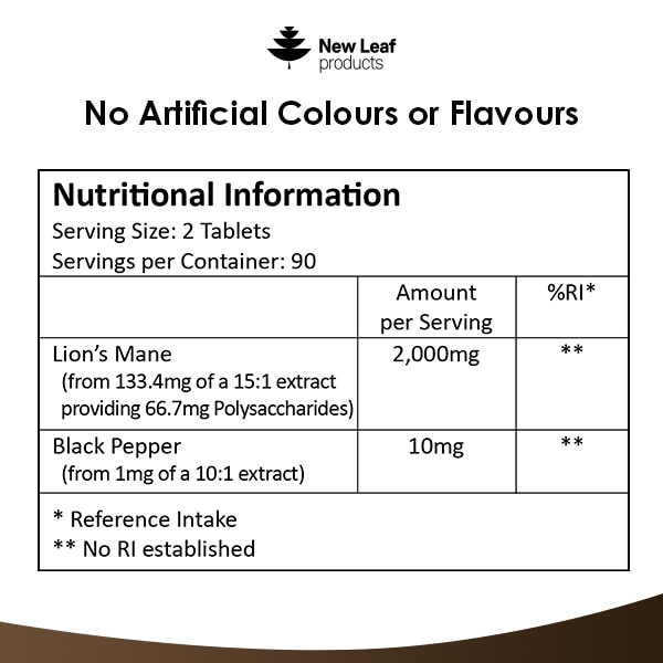 New Leaf Lions Mane Mushroom 2000mg