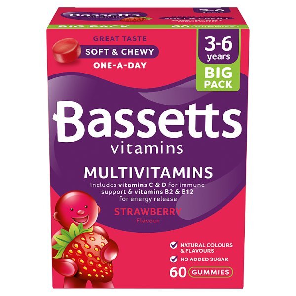 Bassetts Vitamins 3-6 Strawberry Multivitamins 60 Gummies