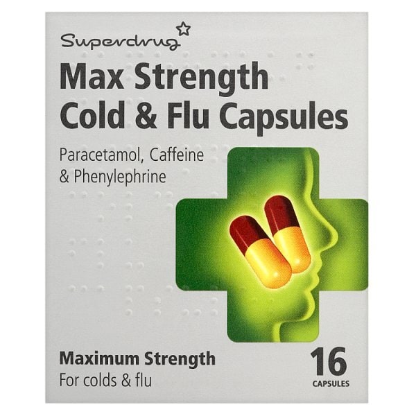 Superdrug Max Strength Cold & Flu Capsules X 16