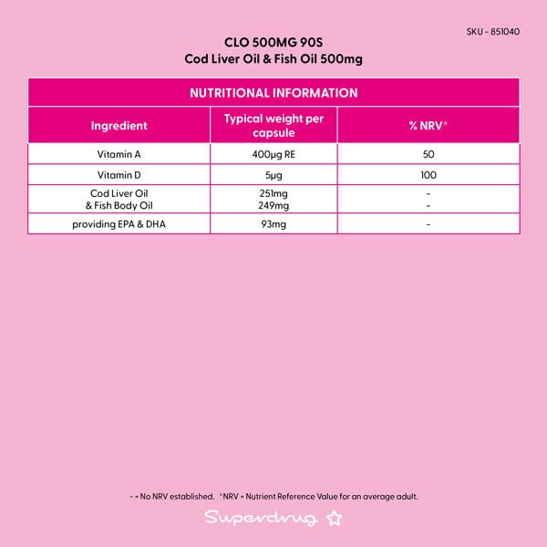 Superdrug Cod Liver Oil 500mg 90s