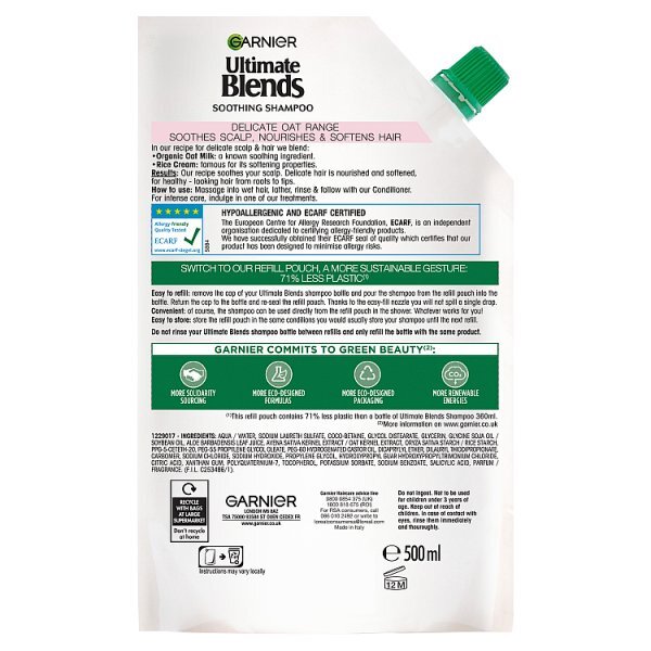 DNR Garnier Ultimate Blends Oat Delicacy Shampoo Eco-Pouch
