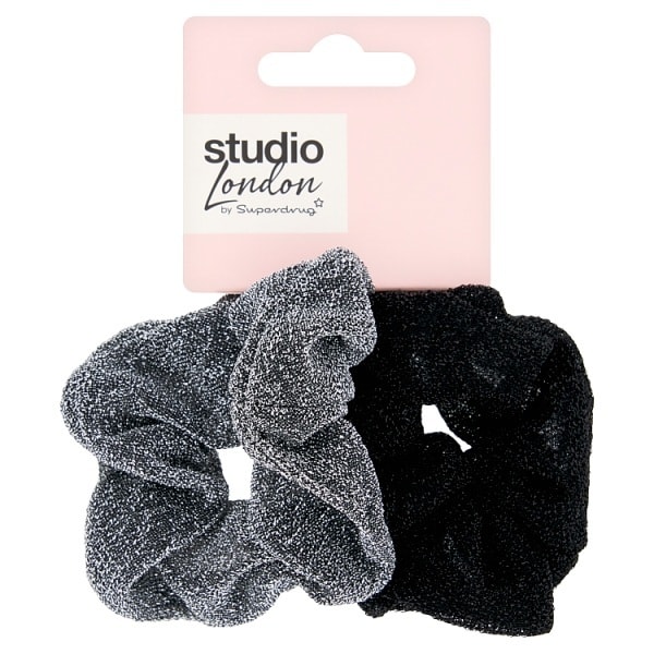 DNR Studio London Black & Metallic Scrunchies 2pk