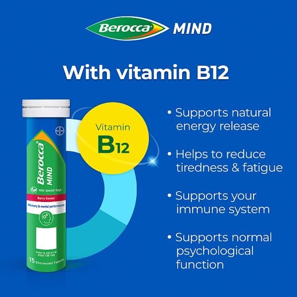 DNR Berocca Mind 15 Berry Flavour Effervescent Tablets