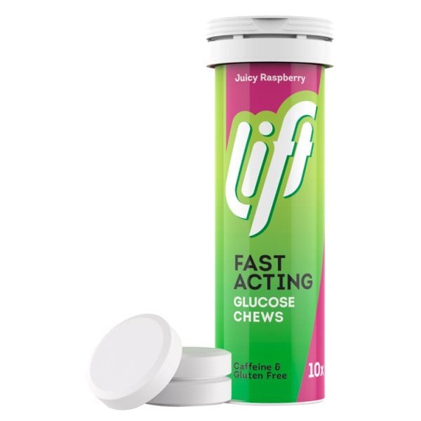 Lift 10 Juicy Raspberry Fast Acting Glucose Chews 10 tablets