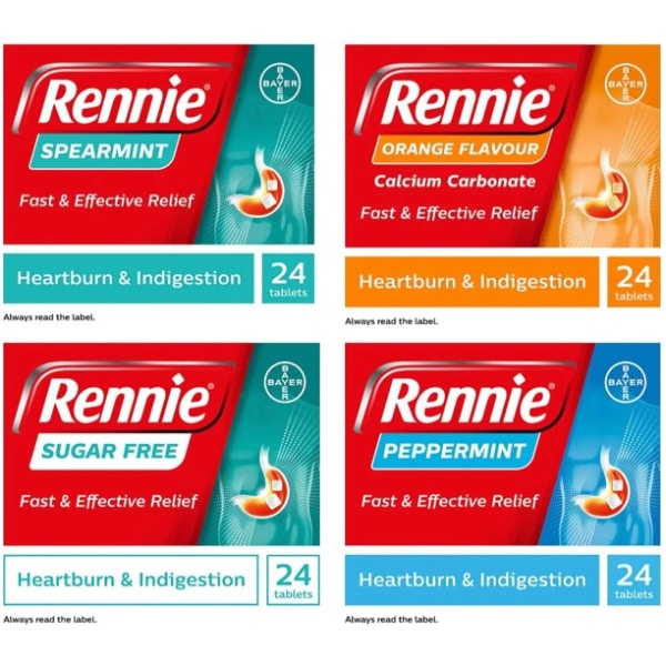 Rennie Mixed Flavours Heartburn & Indigestion 4 x 24 Tablets