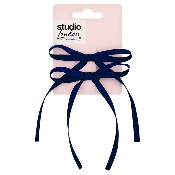 Studio London Bow Clips 2pk Navy