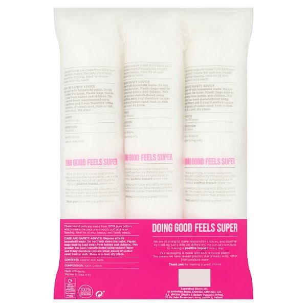Superdrug 100% Pure Cotton Wool Pads - Triple Pack 100x3