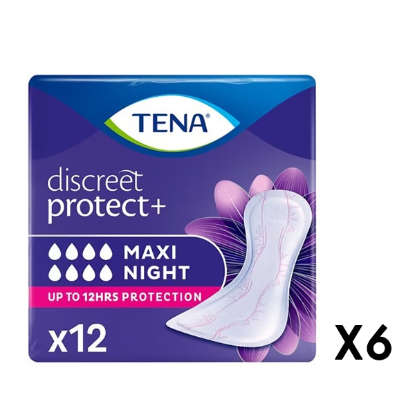TENA Lady Maxi Night Incontinence Pads Duo 12 pack x 6 Bundle