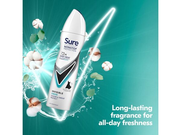 Sure Nonstop Protection Invisible Aqua Anti-Perspirant Aerosol 150 ml