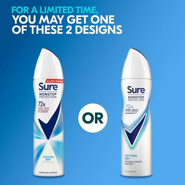 Sure Antiperspirant Deodorant Aerosol Nonstop Cotton 150ml