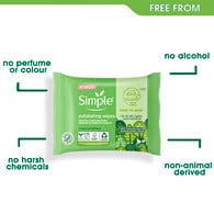 Simple Kind to Skin Biodegradable Exfoliating Wipes 20pc