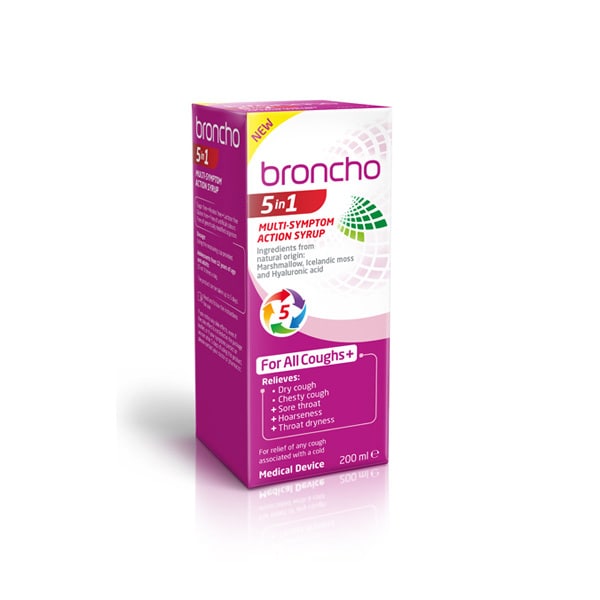 Broncho 5 in 1 multi-symptom action cough syrup 200ml