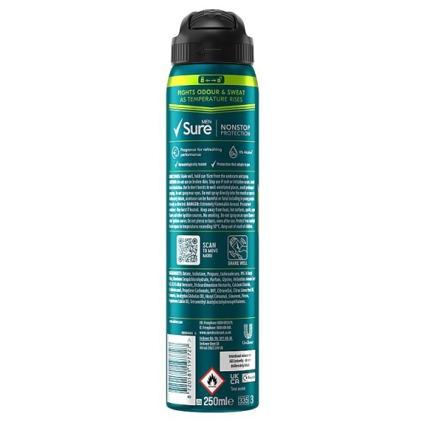 Sure Men Nonstop Protection Extreme Dry Anti-Perspirant Aerosol 250 ml