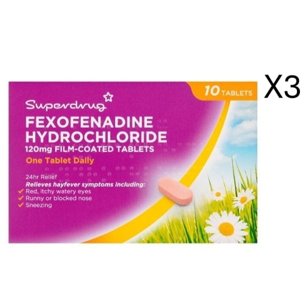 Superdrug Fexofenadine Hydrochloride 120mg 30 Tablets Bundle