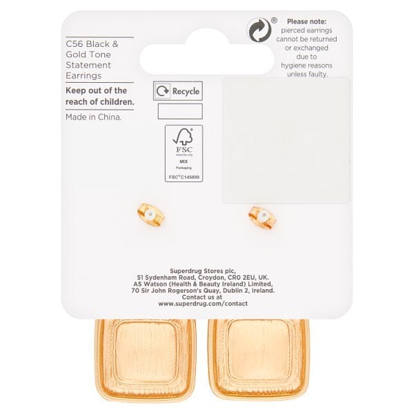 Superdrug Black & Gold Tone Statement Earrings