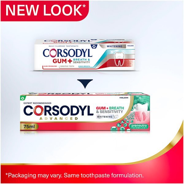 Corsodyl Gum+ Breath & Sensitivity Toothpaste Whitening 75Ml