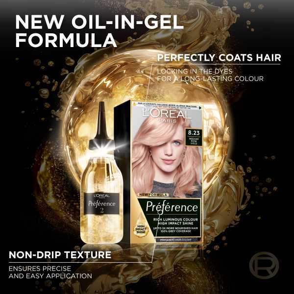 Preference 8.23 Rose Gold Light Blonde Permanent Hair Dye