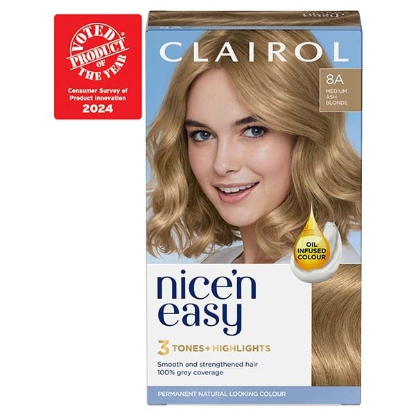 Clairol Nice'n Easy Hair Dye 8A Medium Ash Blonde