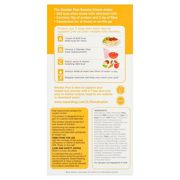 Superdrug Slenderplan Meal Replacement Shake Banana x10