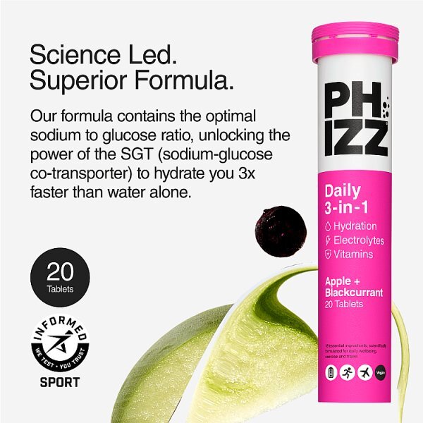 Phizz Apple & Blackcurrant 3-In-1 Hydration, Electrolytes