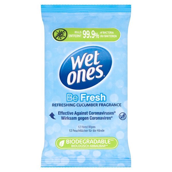 Wet Ones Antibacterial Biodegradable Hand Wipes x12
