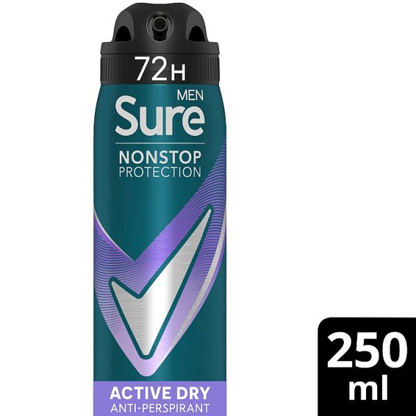 Sure Men Antiperspirant Deo Aerosol Nonstop Active Dry 250ml