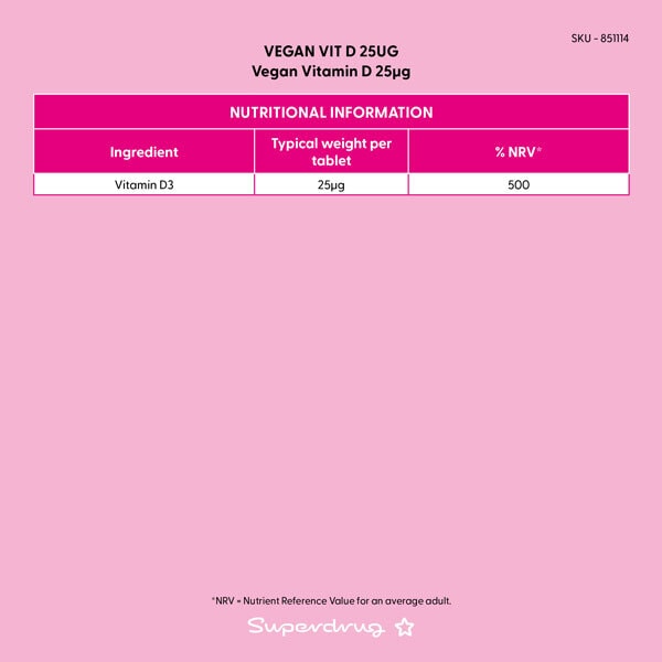 Superdrug Vegan Vitamin D 25ug 90s