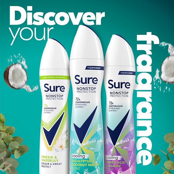Sure Women Nonstop Cooling Aloe Vera & Eucalyptus 72hr Deodorant Spray 250ml