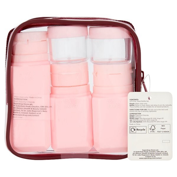 Superdrug Cherry Burgundy Travel Bottle Set