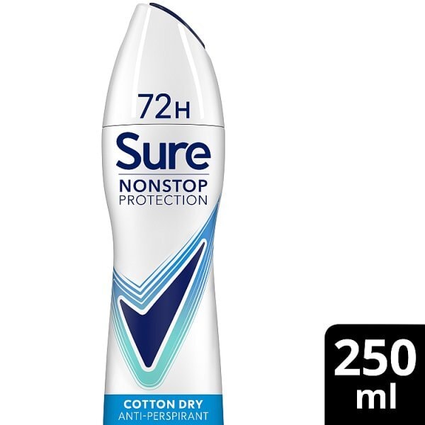 Sure Antiperspirant Deodorant Aerosol Nonstop Cotton 250ml