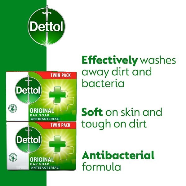 Dettol Original Antibacterial Hand Soap Bar 2 X 100g