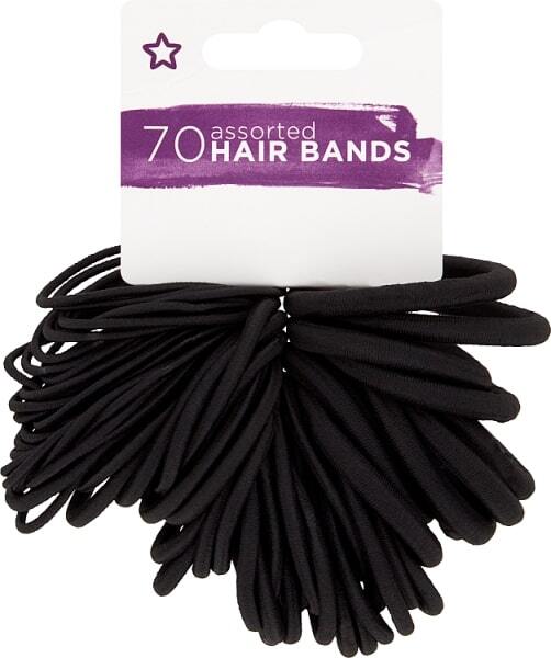 Superdrug Hair Bands Assorted Black x70