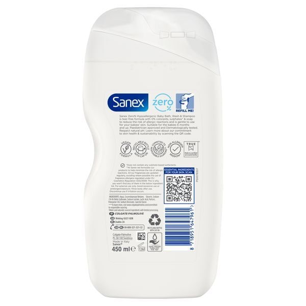 Sanex Zero% Nourishing Baby Bath Foam & Shampoo 450ml