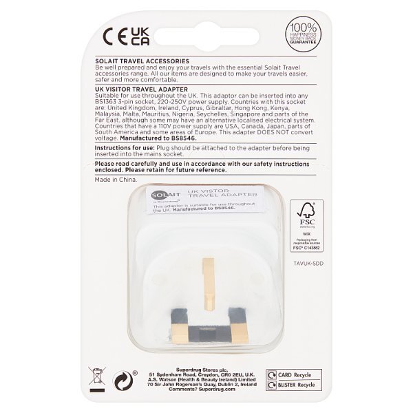 Solait Visitor to UK Travel Adaptor