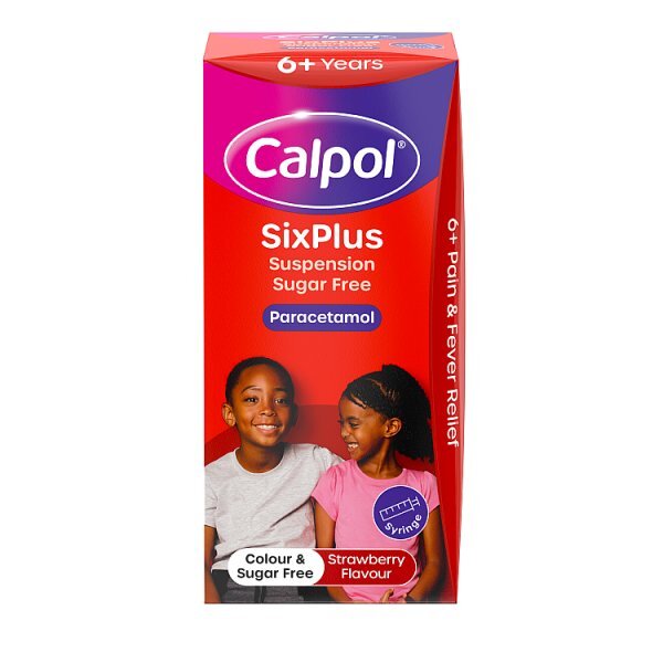 Calpol 6+ Years Suspension Strawberry Sugar Free 80ml