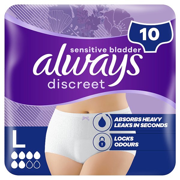 Always Discreet Underwear Incontinence Pants Normal Large 10