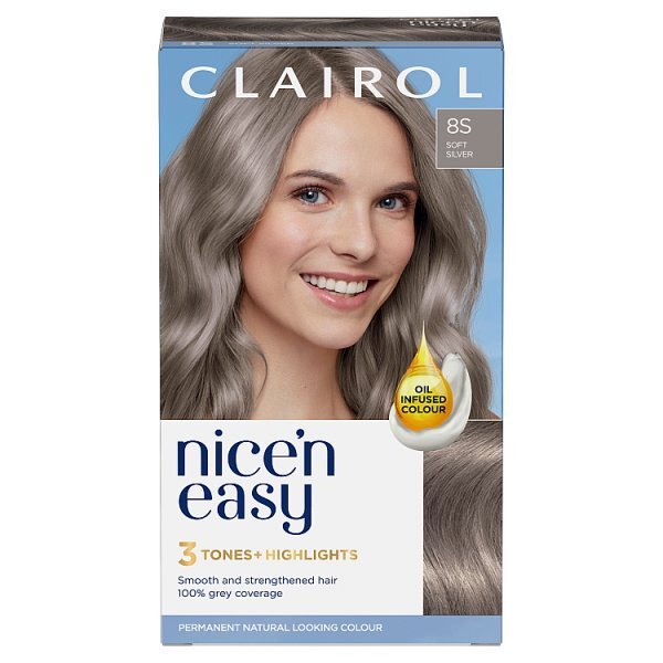 Clairol Nice'n Easy Hair Dye, 8S Soft Silver