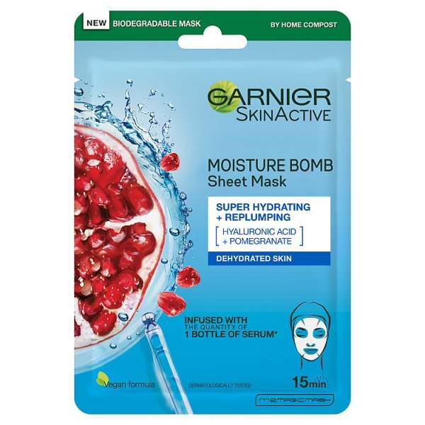 Garnier Moisture Bomb Pomegranate & Hyaluronic Acid Sheet Mask 28g