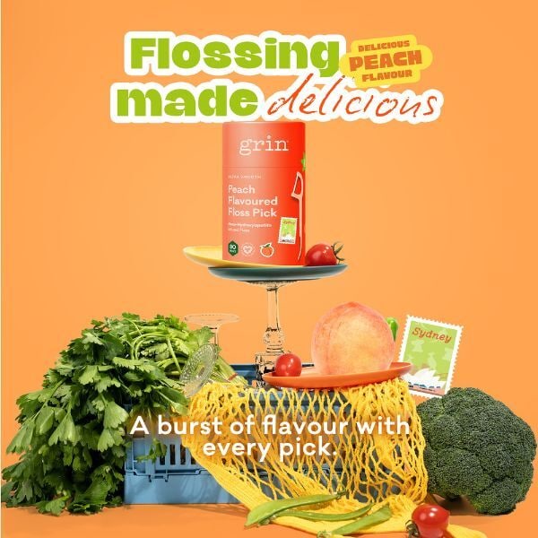 Grin Ultra Smooth Peach Floss Picks 80pk Canister