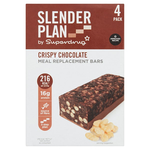 Superdrug Slenderplan Crispy Choc Meal Replacement Bars x4