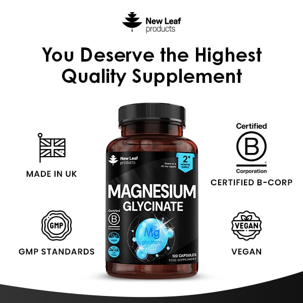 New Leaf Magnesium Glycinate High Strength Capsules 1040mg