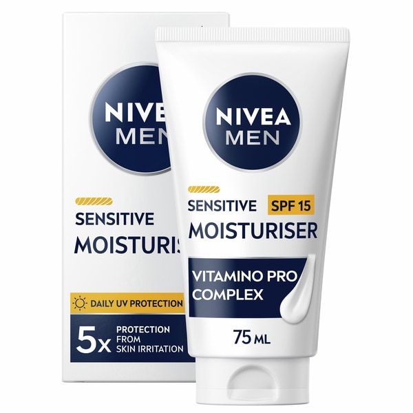 Nivea Men Sensitive Moisturiser Spf15 With 0% Alcohol 75Ml