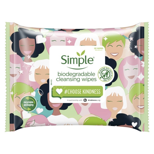 Simple X Kindness Biogradable Cleansing Facial Wipes 20pc